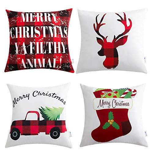 Anickal Christmas Holiday Decorations Christmas Cotton Linen Pillow Covers 18x18 with Christmas Truck Deer Snowman Santa Claus Pattern Xmas Gifts Anickal Christmas Holiday Decorations Christmas Cotton Linen Pillow Covers 18x18 with Christmas Truck Deer Snowman Santa Claus Pattern Xmas Gifts